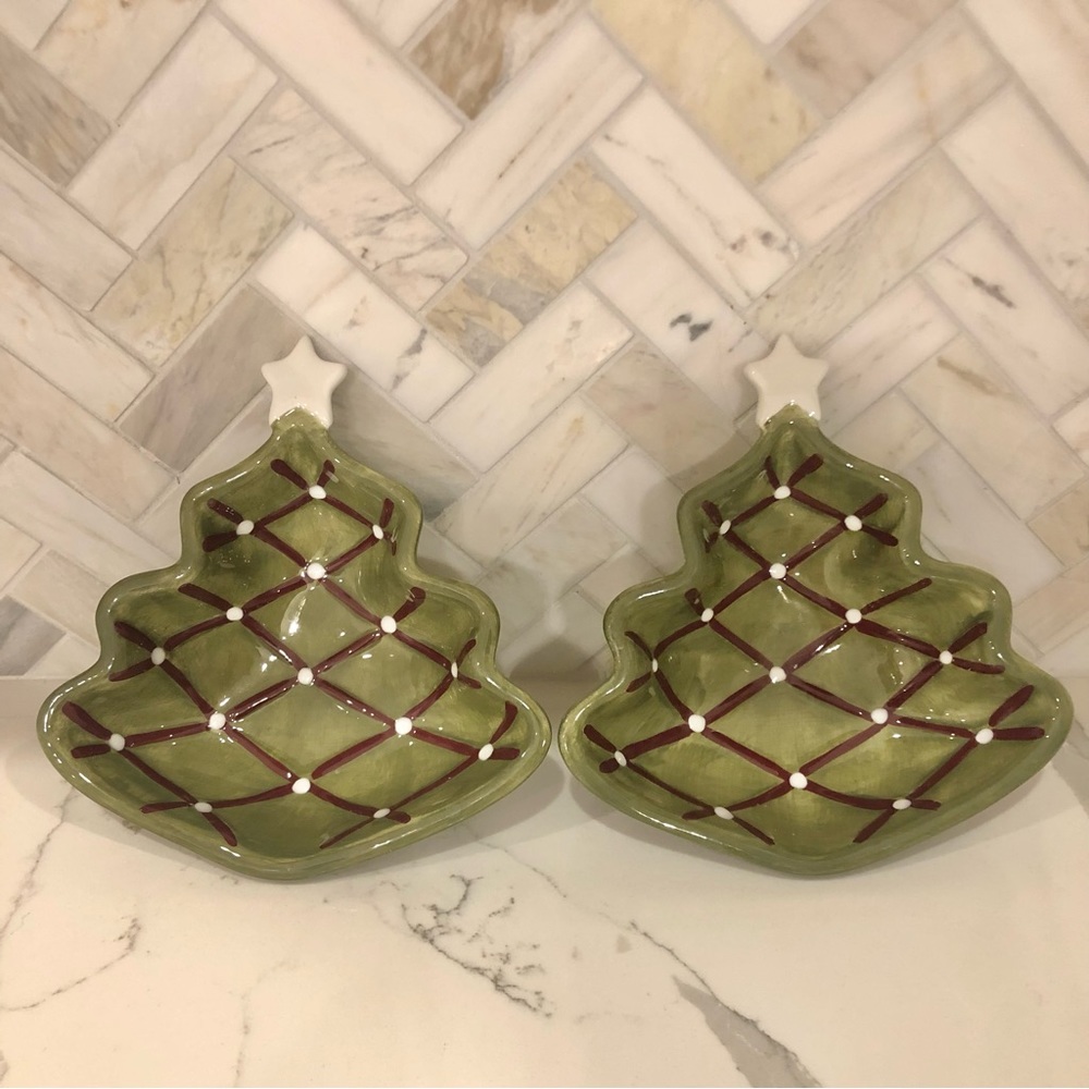 LAST ONE! Pottery Barn Season’s Greetings Christmas Tree Small Dish